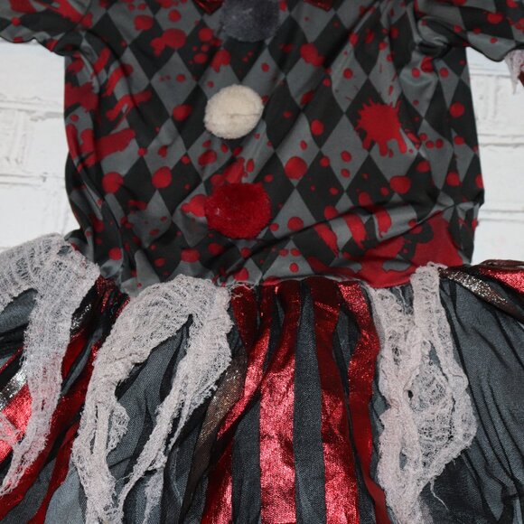 Big Kids XL Girls Scary Clown Dress Halloween Costume - Picture 5 of 6